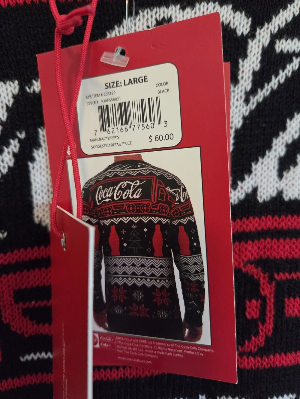 Ugly Christmas Black, Red & White Santa Crewneck Sweater - Picture 3 of 7